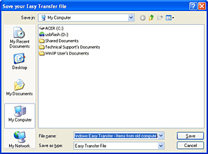 Save your Easy Transfer file